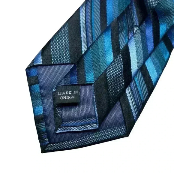 JOE Joseph Abboud Blue Black Striped Mens Neck Tie 100% Silk 60” Length Formal - Picture 5 of 8